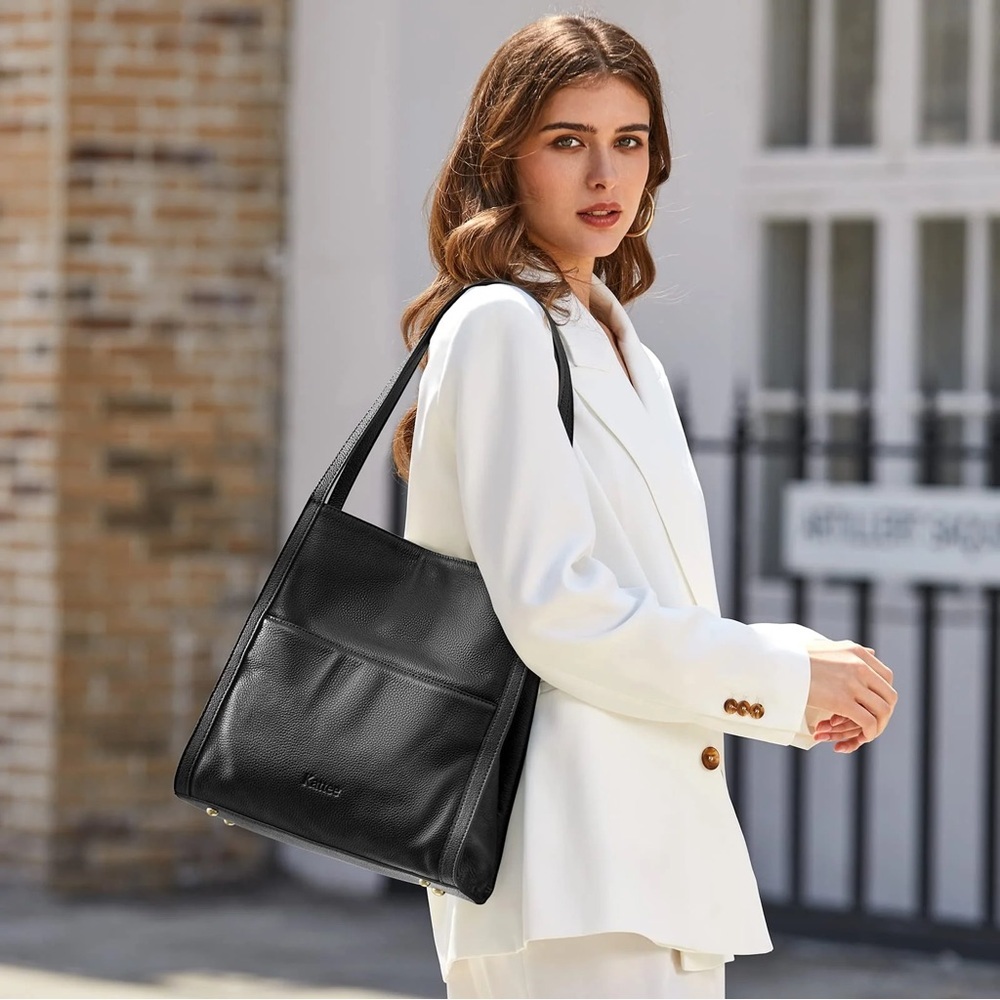 KATTEE Elegant Black Leather Shoulder Bag